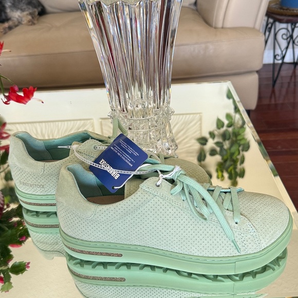 Birkenstock Bent Embossed Suede Mint Green Women's Sneakers New Size 9